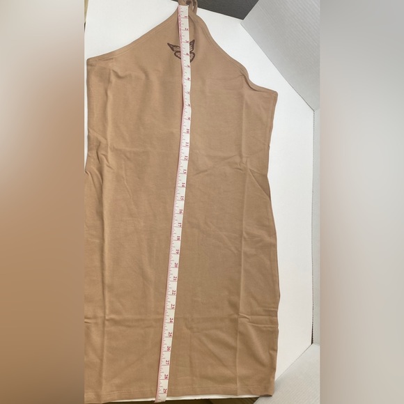 H&M NWT Women’s Halterneck Bodycon Dress Beige/butterfly Size Medium - Picture 2 of 8